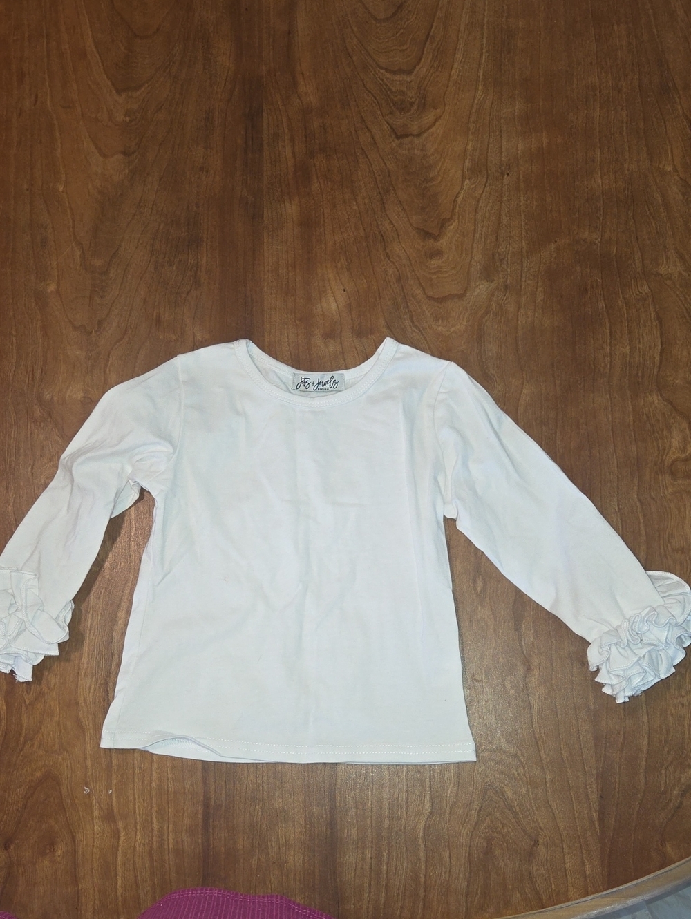 Children's White Long-Sleeve Top with Ruffle Cuffs